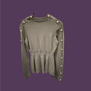 INC International Concepts Olive Button-Accent Blouse